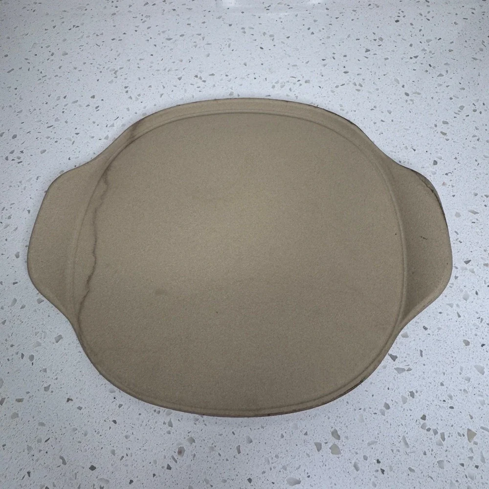 Pampered Chef 1204 Round Stoneware Personal Pizza Stone with Handles Tan USA